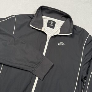 Nike Jacket Mens Medium Black White Full Zip Track Mesh‎ Lined Piping Sportswear